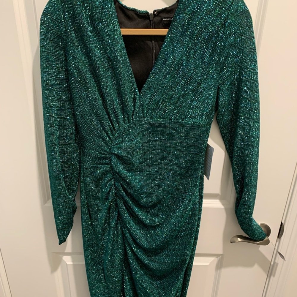 Maggie, London, green sequin dress size 4, new with tags